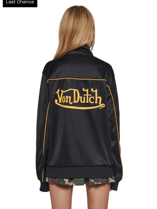 Von Dutch Jackets & Blazers - Von Dutch Black Jacket with Yellow Logo Piping